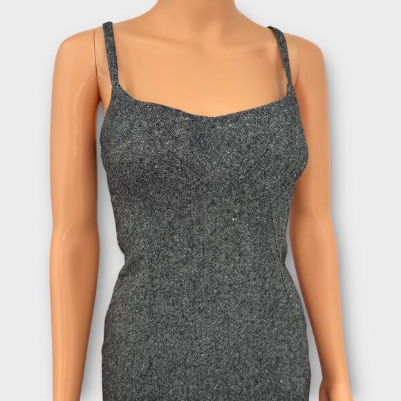 Vintage D&G Dolce & Gabbana Tweed Wool Blend Sheath Y2K Dress US 4 IT 40 Gray - Picture 4 of 16